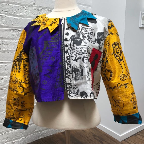 Designer Peach Beserk Raw Silk Cool Cropped Jacket - Picture 1 of 5